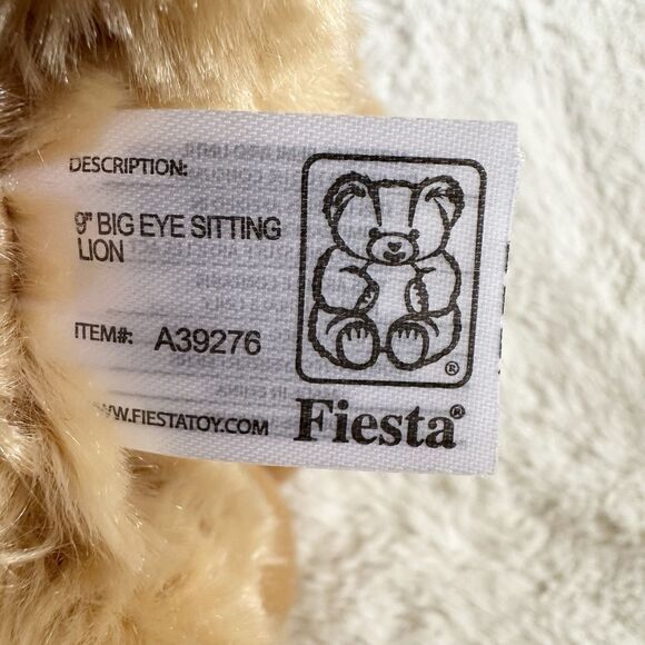 Fiesta Big Eye Sitting Lion 9” Plush Cat Stuffed Animal Toy - Picture 4 of 6